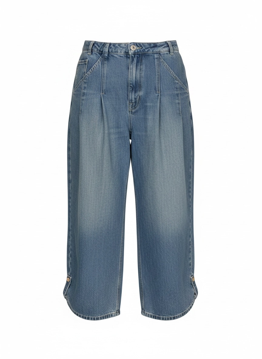 We The Free Wide Leg Barrel Jeans L | Elastic Waist | Cargo Pocket | Snap Hem